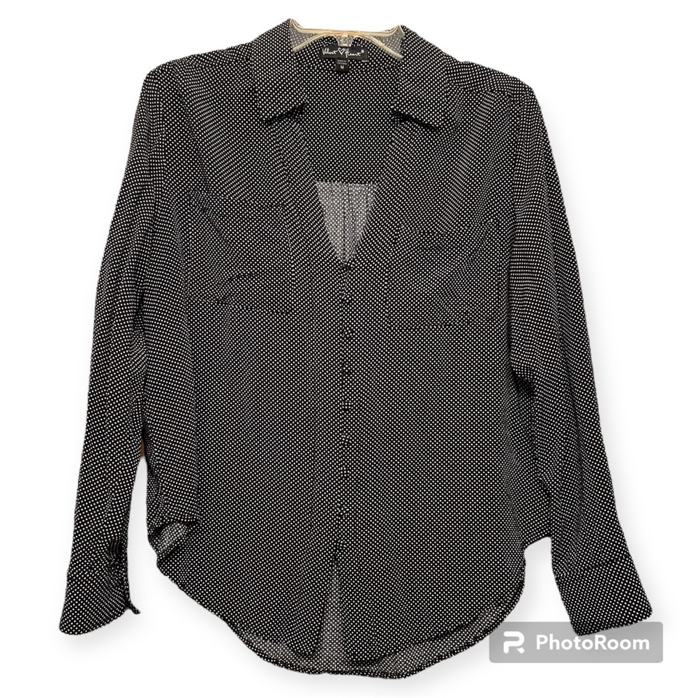 Black and White Polka Dot Button Down Blouse